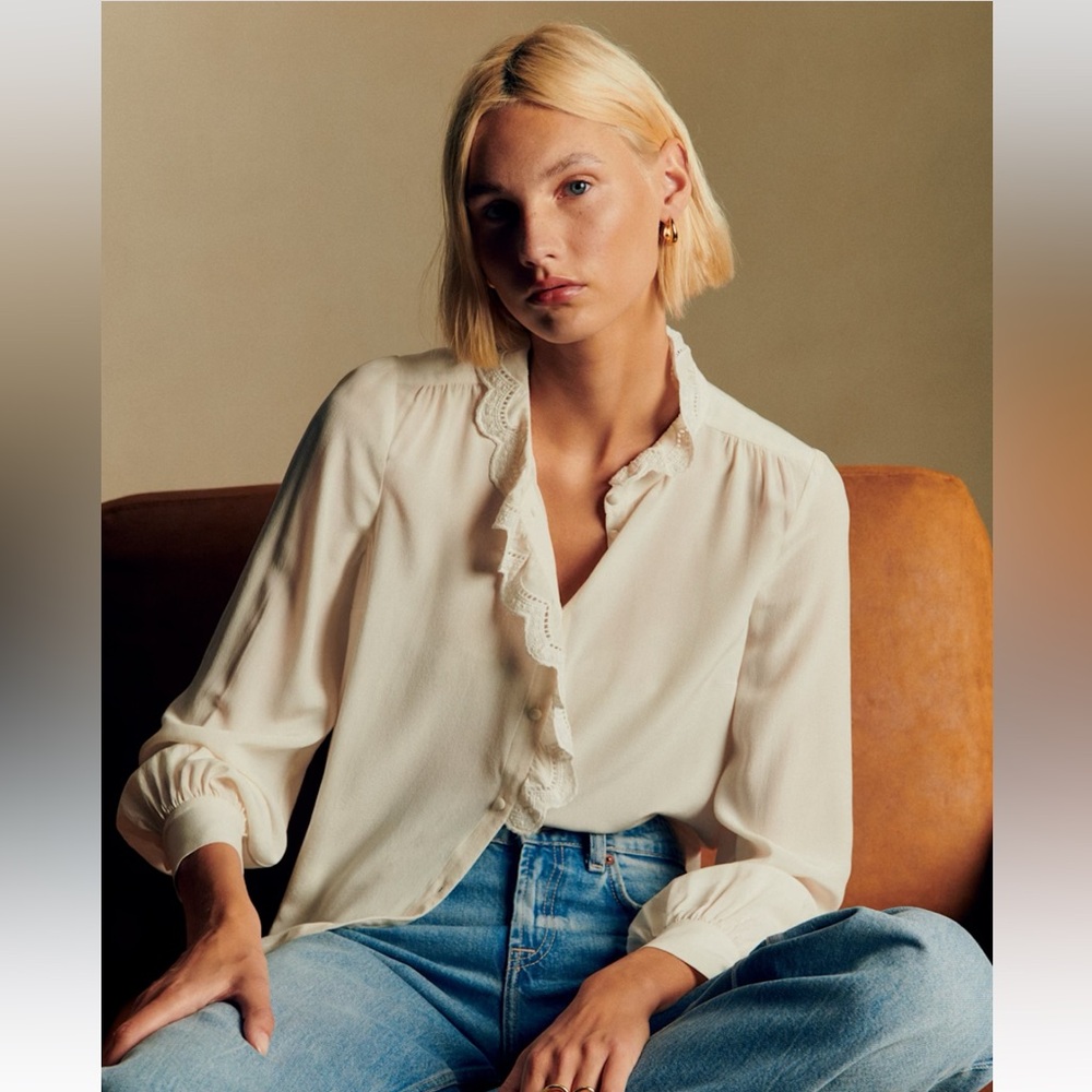 Sezane Chlo Shirt Ecru - Size 2